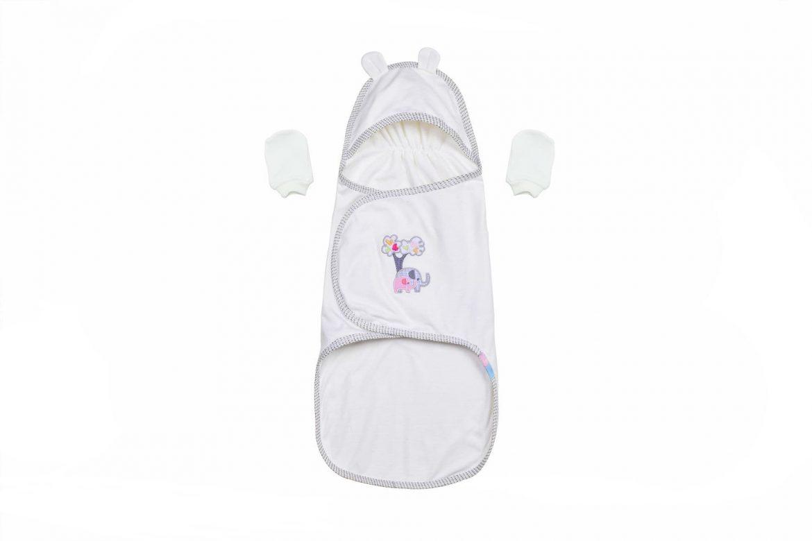 قنداق چسبى فيل صورتى طوسی ROSEBORN FAMILY LOVE-girl