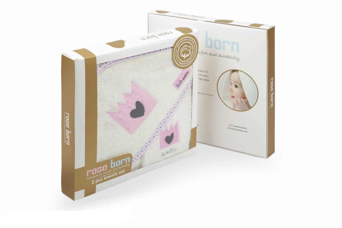 ست حوله دوتيکه قلب صورتى رزبرن