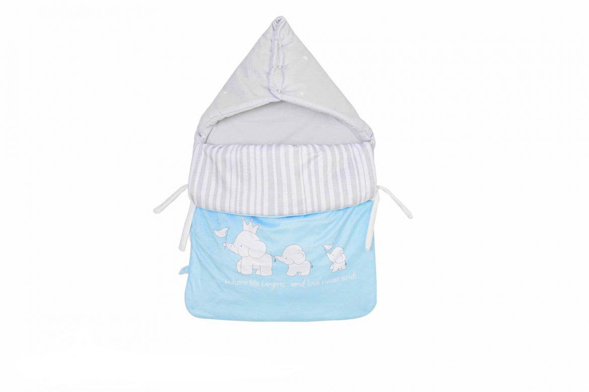 قنداق فرنگى زيپ دار فيل آبى رزبرن