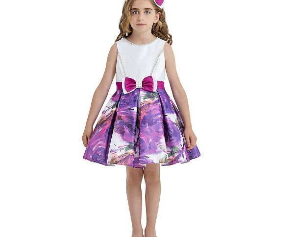 سارافون مجلسی دخترانه سفید بنفش