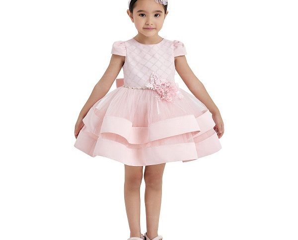 پیراهن مجلسی دخترانه طرح لوزی براق