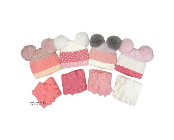 ست کلاه شال گردن و دستکش بافت بچگانه