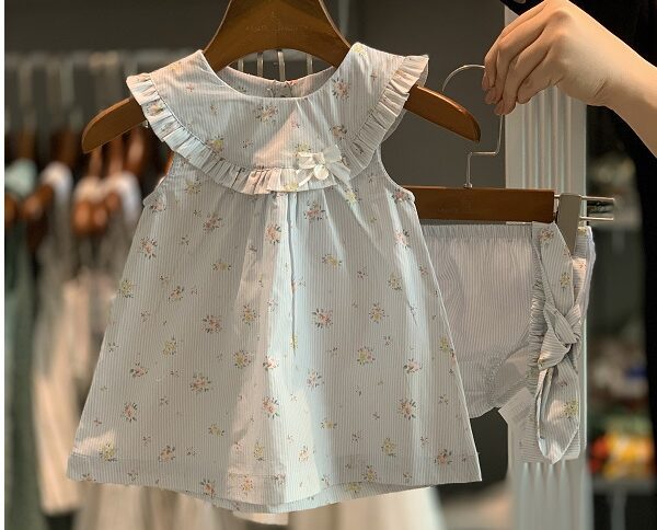 سارافون دخترانه گلدار ایندیگو