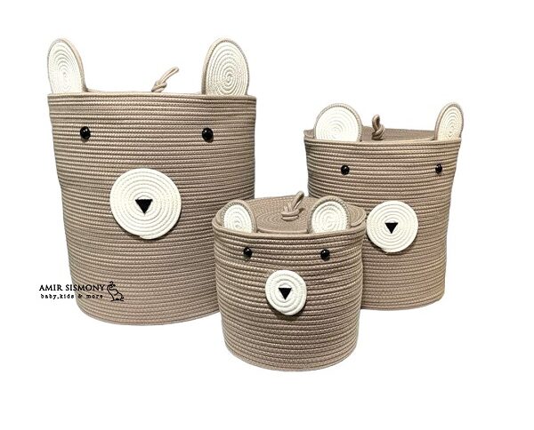 سبد دربدار لوازم کودک طرح خرس