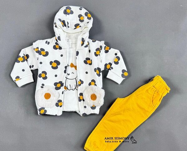 سویشرت شلوار دخترانه طرح گل ایندیگو