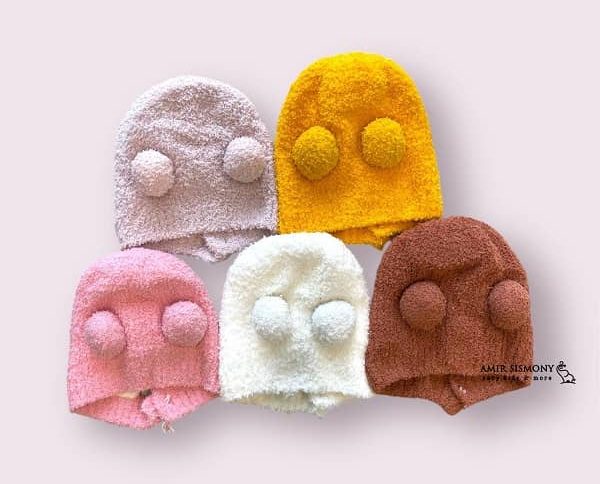 کلاه نوزادی موهر پوم دار