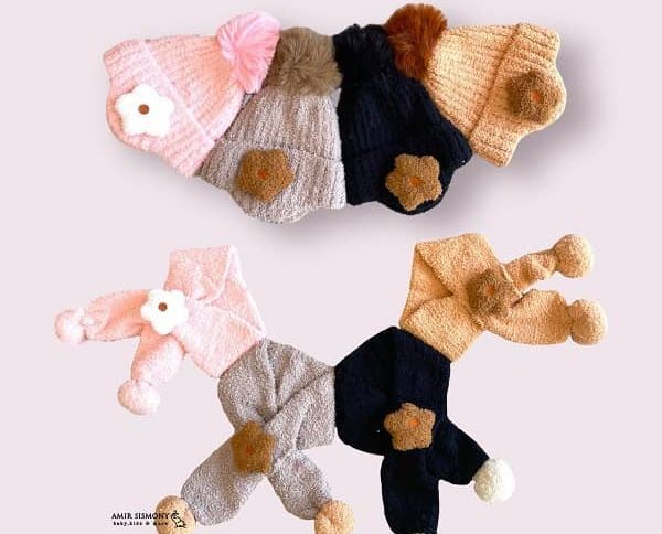 شال و کلاه موهر نوزادی مدل گل