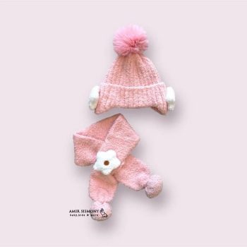 شال و کلاه موهر نوزادی مدل گل