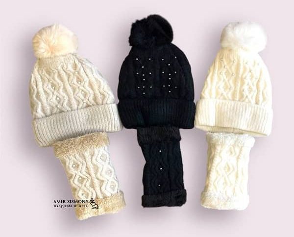 شال و کلاه رینگی دخترانه نگینی