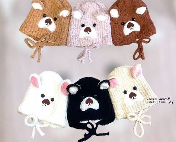 کلاه نوزادی زمستانی موهر بند دار