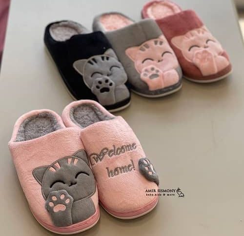 دمپایی روفرشی حوله ای طرح گربه