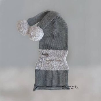 کلاه شال رینگی بچگانه طرح خرگوش با پوم