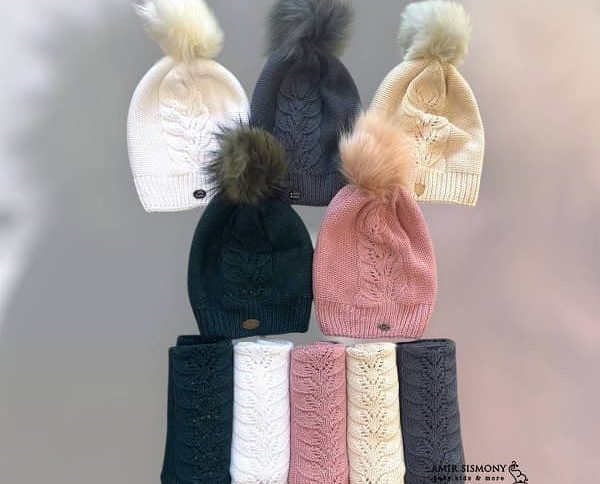 کلاه و شال دخترانه طرح برگ تارتن