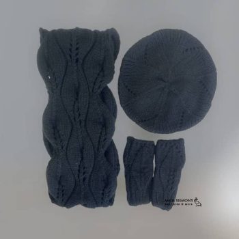 کلاه و شالگردن و دستکش ست طرح برگ تارتن