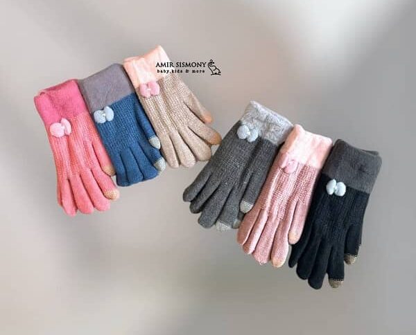 دستکش دخترانه بچگانه طرح پاپیون