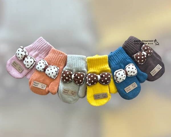 دستکش کیسه ای دخترانه طرح پاپیون