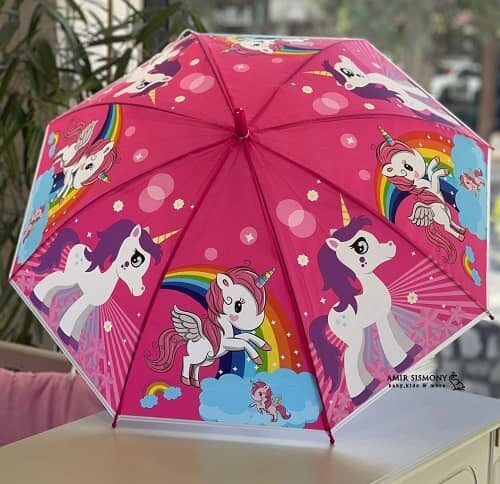 چتر بچگانه طرح اسب تک شاخ رنگی