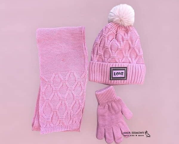 کلاه و شال و دستکش دخترانه بچگانه KITTI