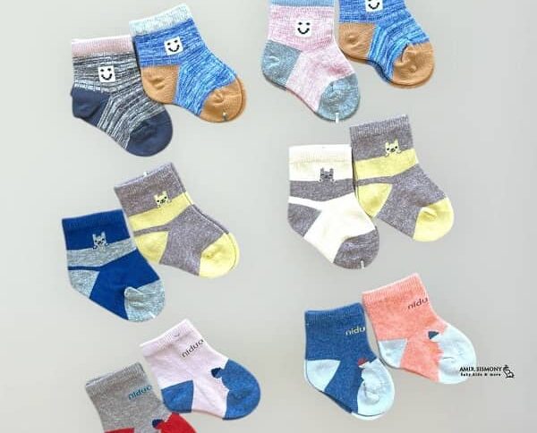 جوراب نوزادی دو عددی طرح دار