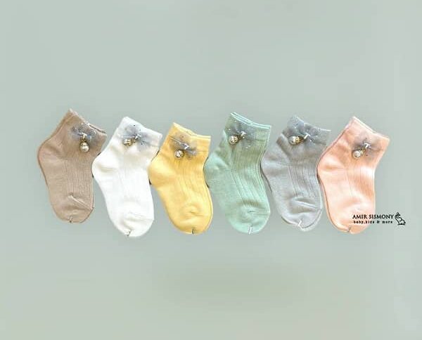 جوراب نوزادی نیم ساق طرح پاپیون