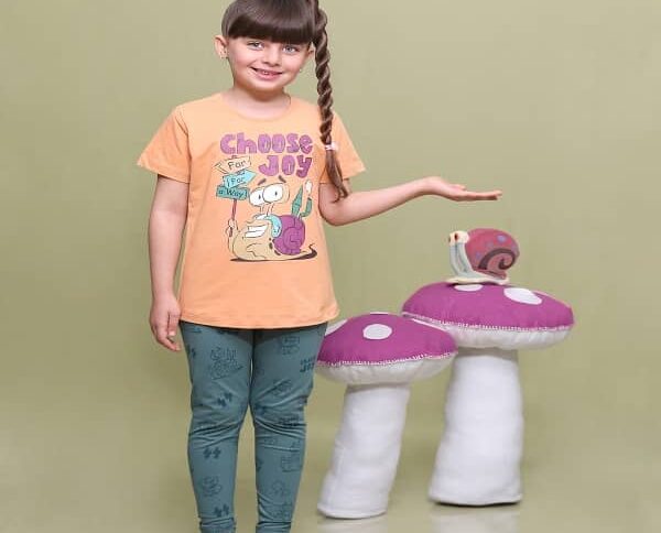 تیشرت شلوار دخترانه جانا طرح حلزون