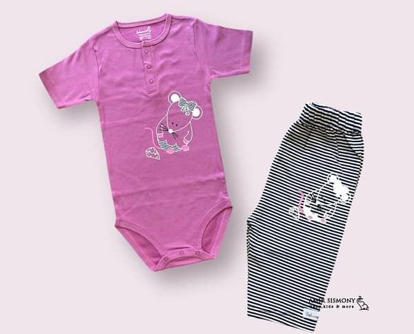 ست آستین کوتاه و شورت بچگانه طرح موش به آوران