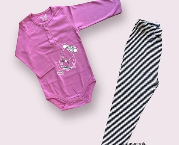 ست زیردکمه ای آستین بلند و شلوار طرح موش