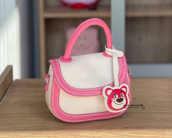 کیف بچگانه دخترانه دستی دوشی طرح خرس صورتی