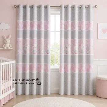 پرده اتاق کودک رزبرن طرح LITTLE BUNNY