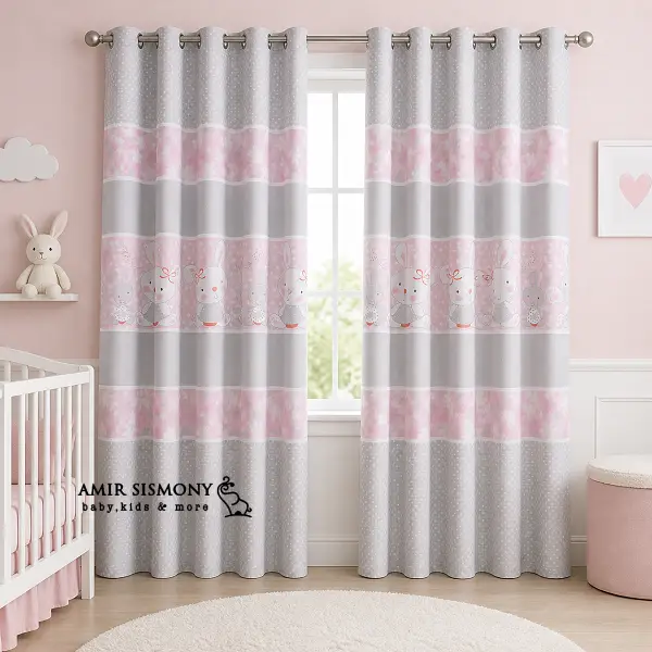 پرده اتاق کودک رزبرن طرح LITTLE BUNNY