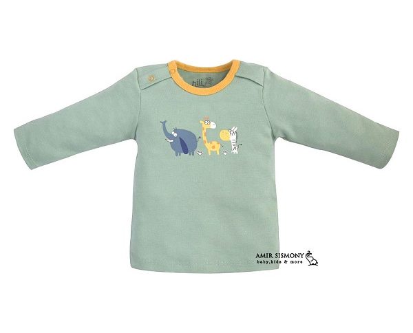 بلوز آستین بلند پسرانه نوزادی نیلی طرح ZOO