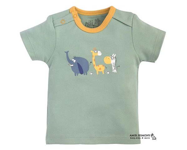 بلوز آستین کوتاه پسرانه نوزادی نیلی طرح ZOO