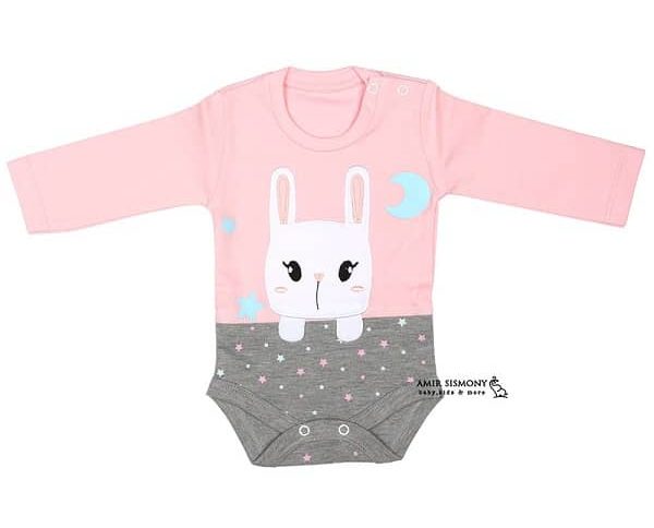 زیردکمه آستین بلند برگ سبز طرح خرگوش تکه دوزی