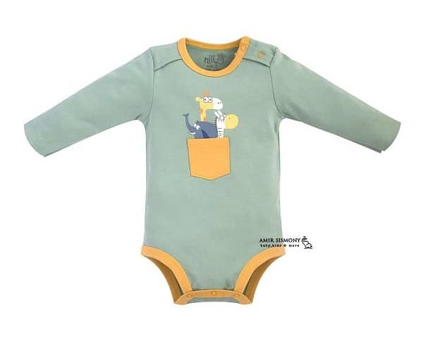 زیردکمه آستین بلند پسرانه نوزادی نیلی طرح ZOO