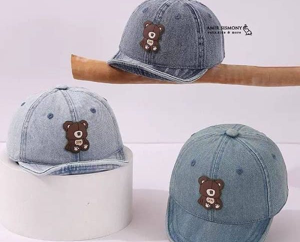 کلاه جین نوزادی لبه متحرک طرح تدی