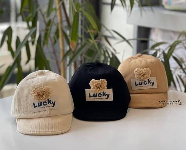 کلاه نقابدار نوزادی مخمل طرح LUCKY