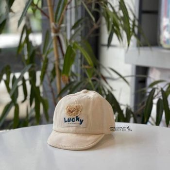 کلاه نقابدار نوزادی مخمل طرح LUCKY