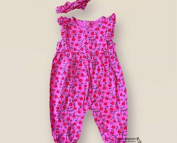 رامپر دخترانه نوزادی طرح گل