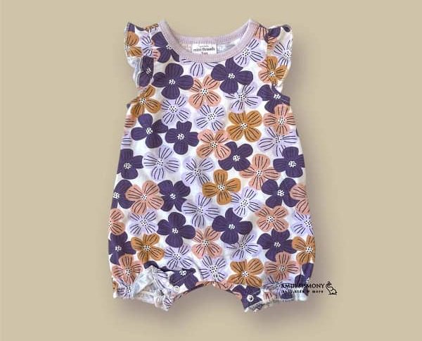 رامپر نوزادی دخترانه طرح گل