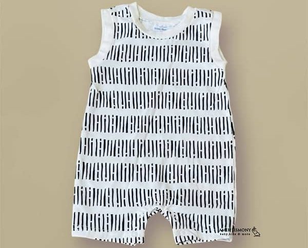 رامپر نوزادی پسرانه رکابی طرح راه راه