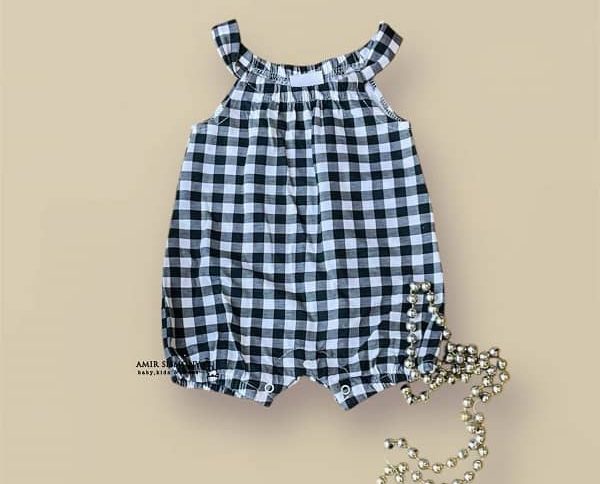 رامپر وارداتی دخترانه طرح چهارخونه