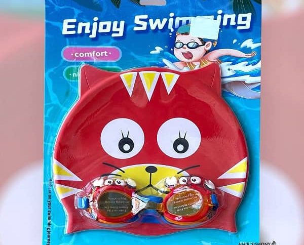 ست کلاه و عینک شنای بچگانه طرح خرچنگ