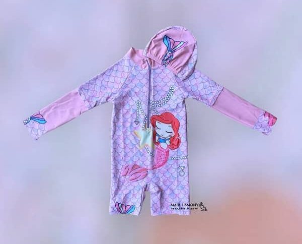 مایو سرهمی دخترانه طرح پری دریایی