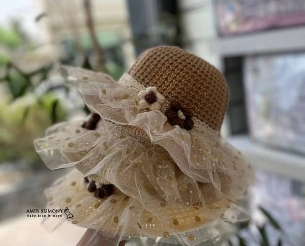 کلاه حصیری دخترانه گیپوری گلدار