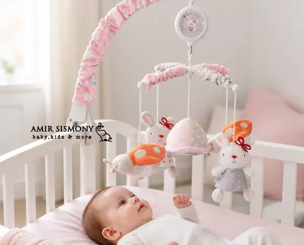 آویز تخت موزیکال رزبرن طرح little bunny