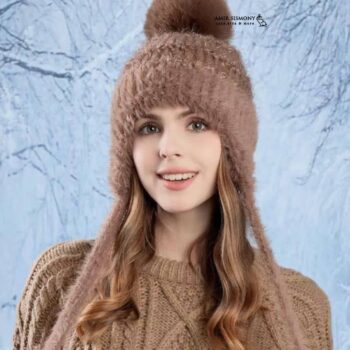 کلاه بافت دخترانه بند دار