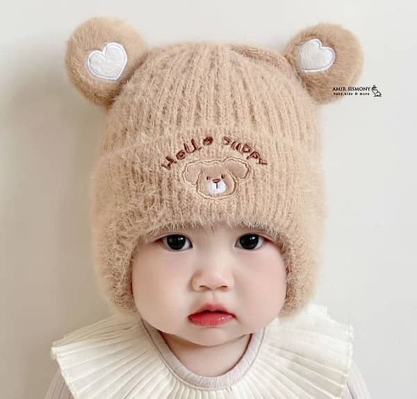 کلاه زمستانه نوزادی روگوشی طرح HELLO PUPPY