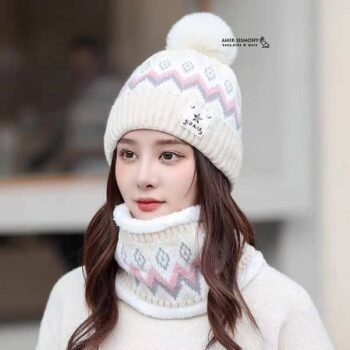 کلاه و شالگردن رینگی بچگانه طرح سنتی