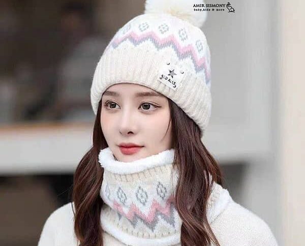 کلاه و شالگردن رینگی بچگانه طرح سنتی