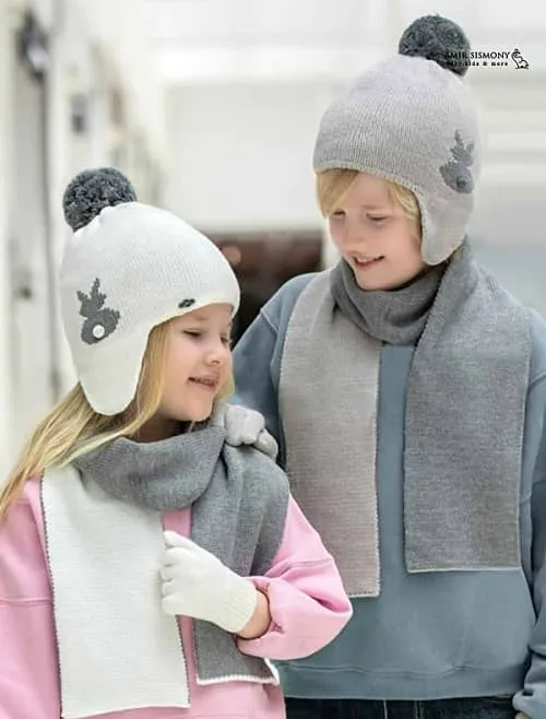 ست سه تیکه کلاه روگوشی بچگانه بافت اندلس